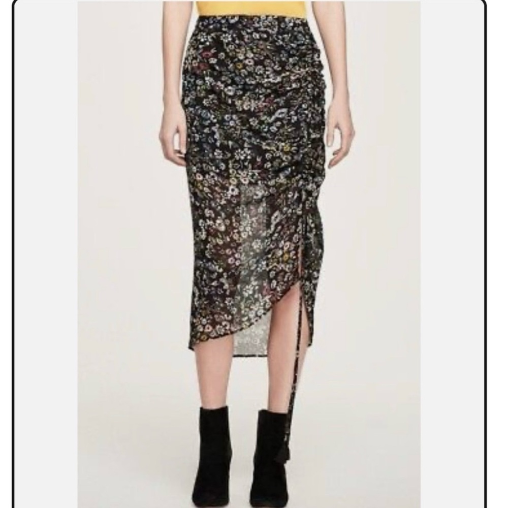 Rebecca Minkoff Black Floral Midi Skirt